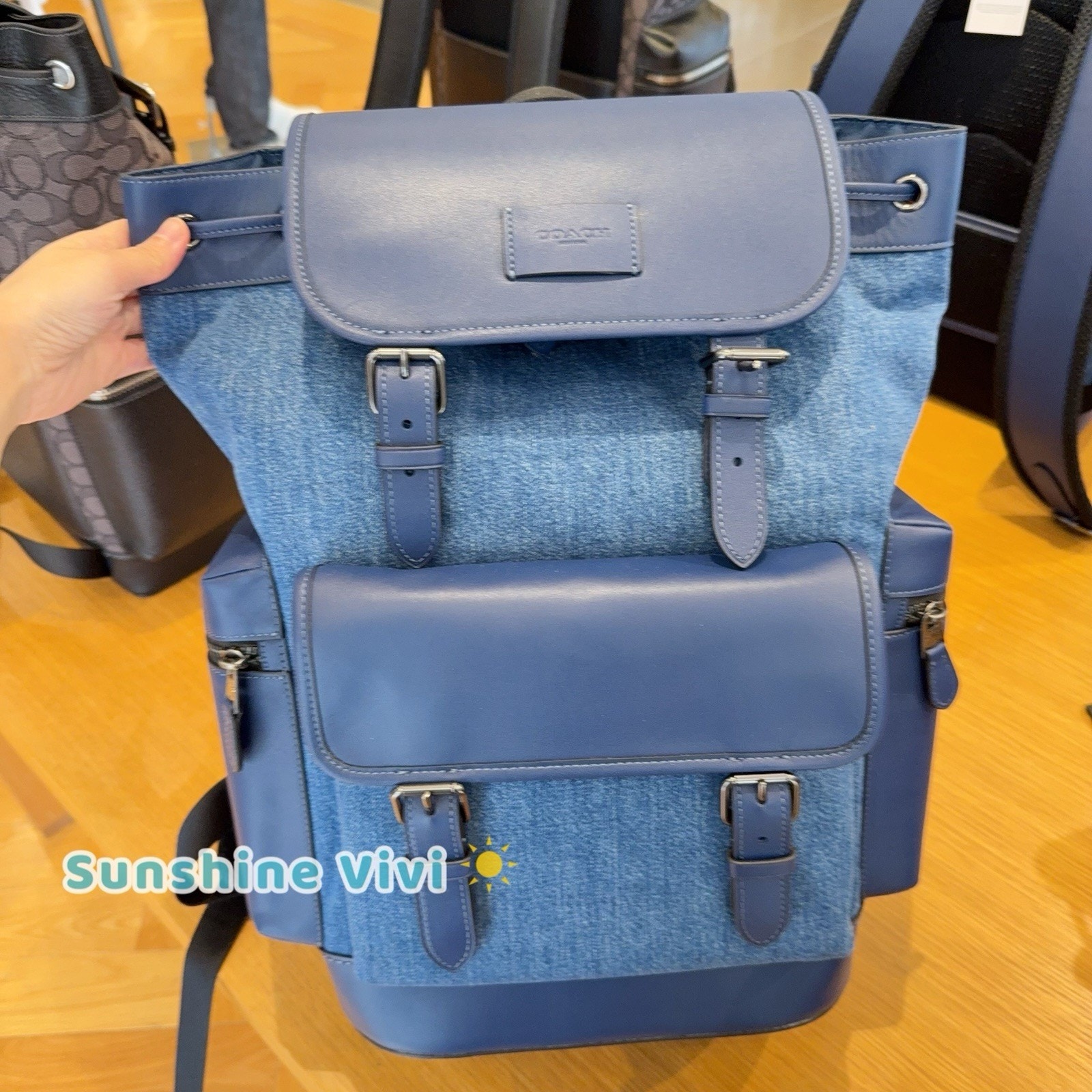 Nwt Coach Men's Sprint Backpack Signature Canvas Cbi76 Denim/Deep Blue